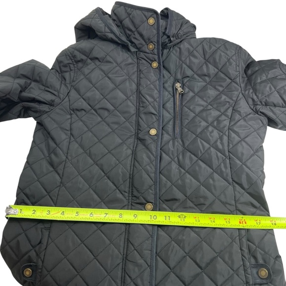 Lauren Ralph Lauren Black Quilted Coat with Removable Hood - Picture 12 of 16